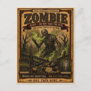 Zombie, Vintage Zirkusmonster Postkarte