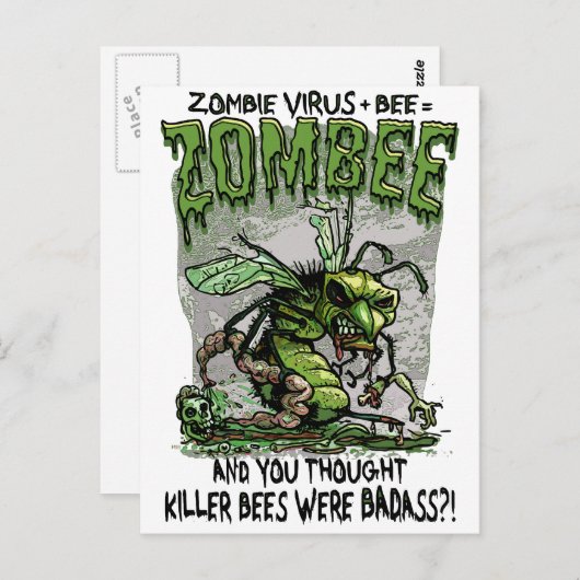 Zombie Virus add Bee equals Zombee Postkarte (Vorne/Hinten)