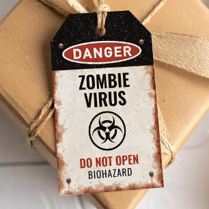 Zombie-Virus-Anhänger mit rostigem Gefahrenschild Geschenkanhänger