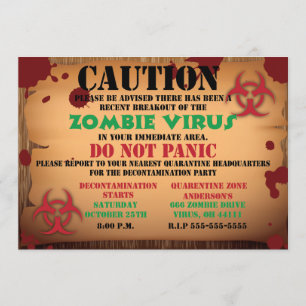 Zombie-Virus-Halloween-Party-Einladung Einladung
