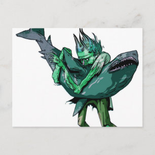 Zombie vs Shark Postkarte