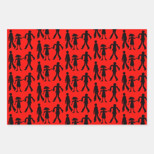Zombie Walking Dead Black Red Geschenkpapier Set (Vorderseite)