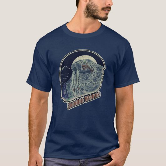 Zombie Walrus Original Retro Distressed Look T-Shirt (Vorderseite)