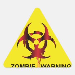 Zombie Warning Dreieckiger Aufkleber