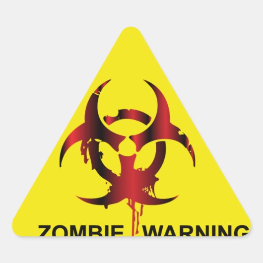 Zombie Warning Dreieckiger Aufkleber (Vorderseite)
