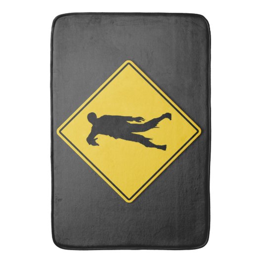 Zombie Warning Halloween Badematte (Vorderseite Vertikal)