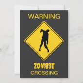 Zombie Warning Halloween Einladung (Vorderseite)