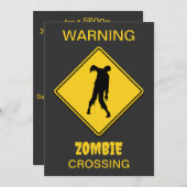 Zombie Warning Halloween Einladung (Vorne/Hinten)