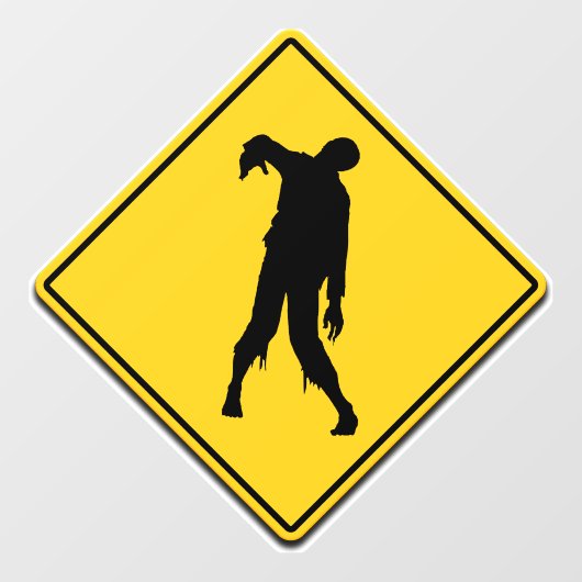 Zombie Warning Halloween Fensteraufkleber (Blatt)