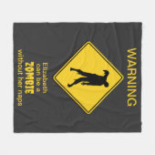 Zombie Warning Halloween Fleecedecke (Vorderseite (Horizontal))