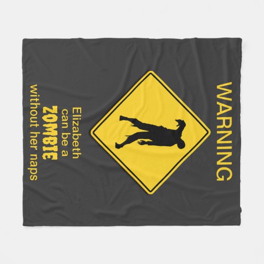Zombie Warning Halloween Fleecedecke (Vorderseite (Horizontal))