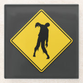 Zombie Warning Halloween Glasuntersetzer (Vorderseite)