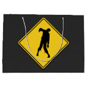 Zombie Warning Halloween Große Geschenktüte (Rückseite)