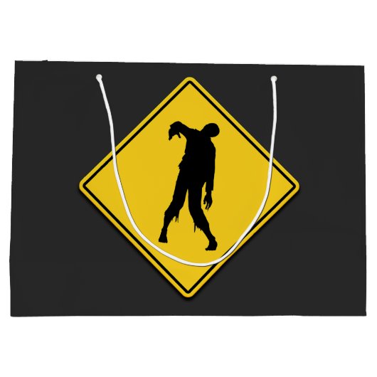 Zombie Warning Halloween Große Geschenktüte (Rückseite)