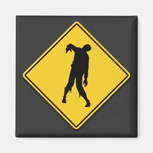 Zombie Warning Halloween Magnet (Vorne)
