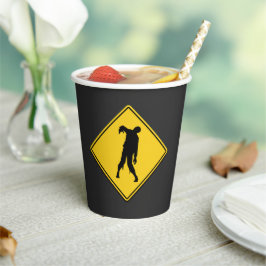Zombie Warning Halloween Pappbecher