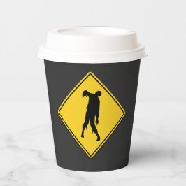 Zombie Warning Halloween Pappbecher