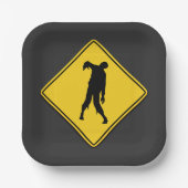Zombie Warning Halloween Pappteller (Vorderseite)