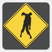 Zombie Warning Halloween Quadratischer Aufkleber (Vorderseite)