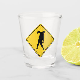 Zombie Warning Halloween Schnapsglas