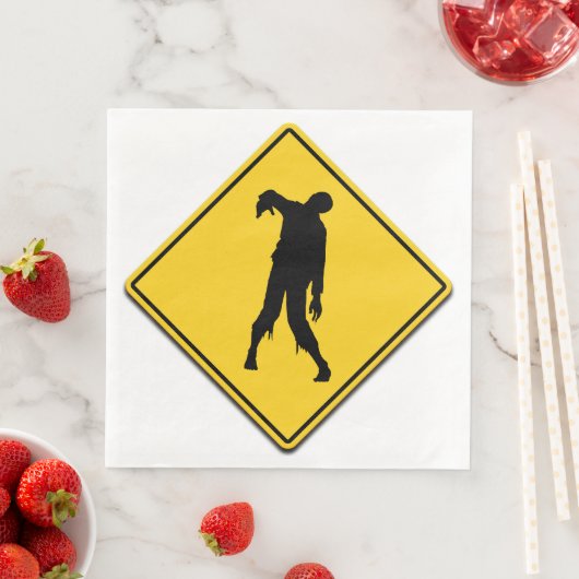 Zombie Warning Halloween Serviette (Beispiel)