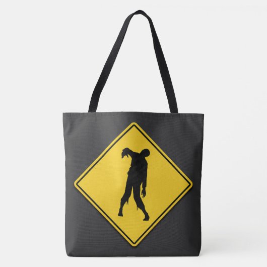 Zombie Warning Halloween Tasche (Vorderseite)