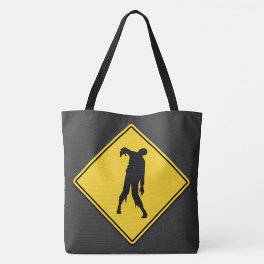 Zombie Warning Halloween Tasche (Rückseite)