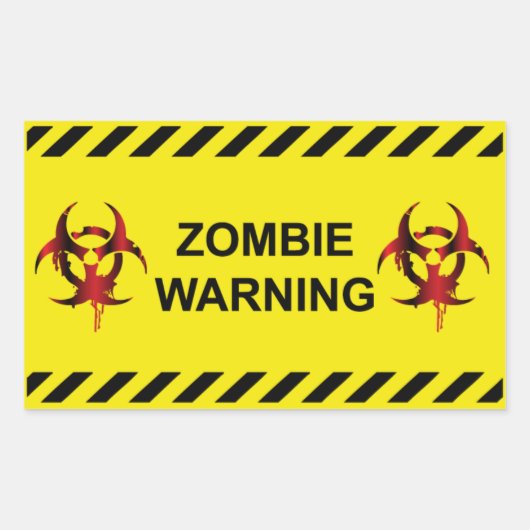 Zombie Warning Rechteckiger Aufkleber (Vorderseite)