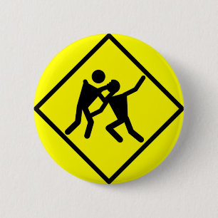 Zombie Warning Road Sign Button