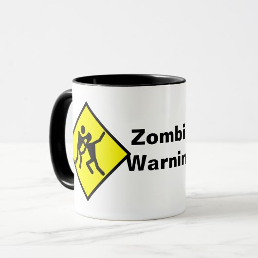 Zombie Warning Road Sign Tasse (Vorderseite Links)