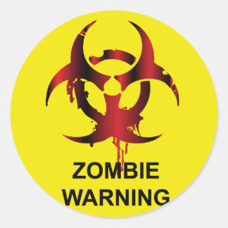 Zombie Warning Runder Aufkleber