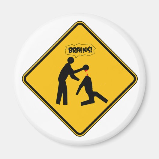 Zombie Warning Sign Magnet (Vorne)