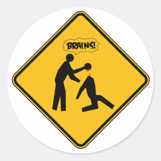 Zombie Warning Sign Runder Aufkleber (Vorderseite)