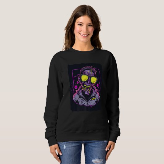 Zombie Wearing Sunglasses Premium Sweatshirt (Vorne ganz)