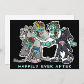 Zombie Wedding Einladungen - "Happy Ever After" (Vorne/Hinten)