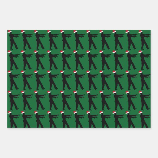 Zombie Weihnachten Coole Custom Horror Green Holid Geschenkpapier Set (Vorderseite 3)