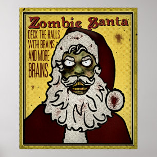 Zombie-Weihnachtsmann-Druck Poster
