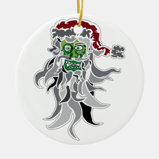 Zombie Weihnachtsmann Keramikornament (Vorne)