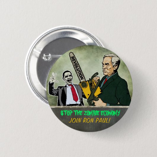 Zombie-Wirtschafts-Ron Paul-Knopf Button (Vorne & Hinten)
