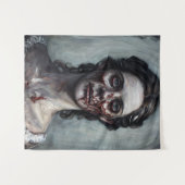 Zombie Woman Horror Portrait Wandteppich (Vorderseite (Horizontal))