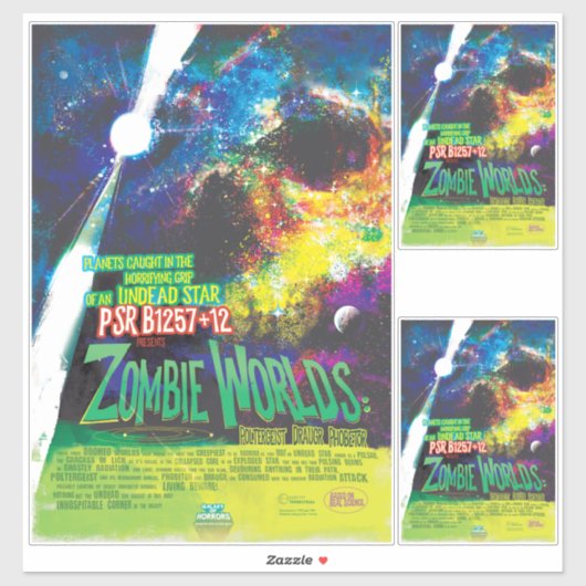 Zombie Worlds Halloween Galaxie der Horror Aufkleber (Blatt)
