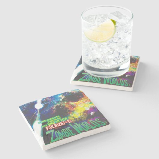 Zombie Worlds Halloween Galaxie der Horror Steinuntersetzer (Seitenansicht)