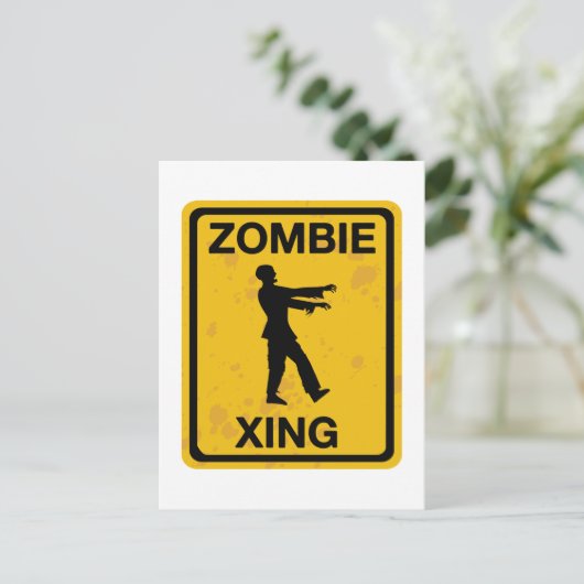 Zombie Xing Postkarte (Stehend Vorderseite)