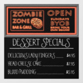 Zombie Zone Bar & Grill Funny Halloween Fensteraufkleber (Blatt)