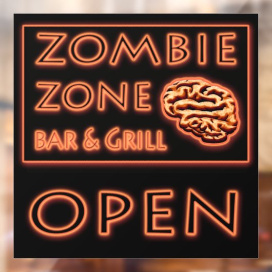 Zombie Zone Bar & Grill Open Sign Halloween Fensteraufkleber (Blatt 2)