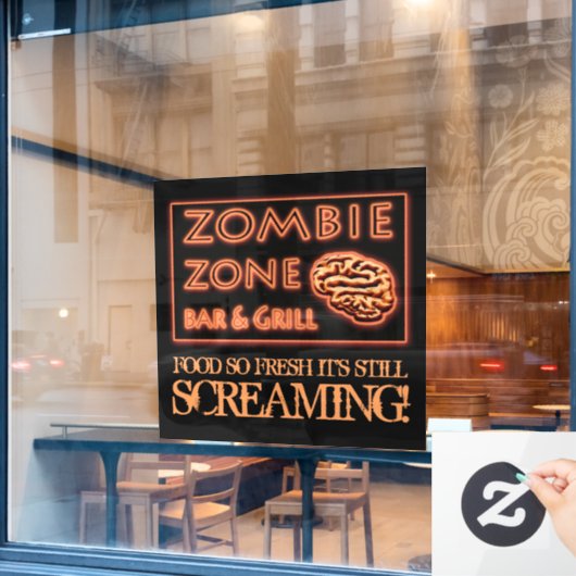 Zombie Zone Fresh Food Screening Halloween Fensteraufkleber (Café-Fenster)