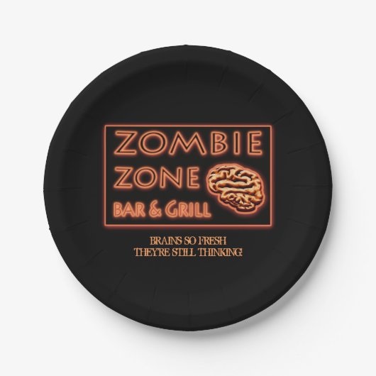 Zombie Zone Gehirne so frisch sie denken noch imme Pappteller (Vorderseite)