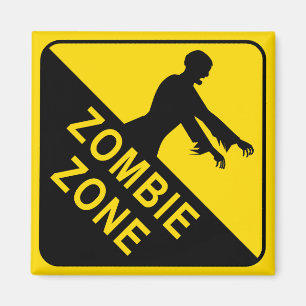 Zombie Zone Gelb- und Schwarz-Warn-Kühlschrankmag Magnet