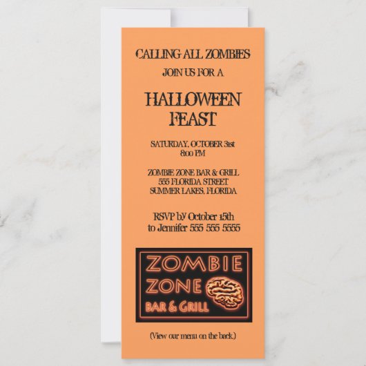 Zombie Zone Halloween-Party Einladung (Vorderseite)
