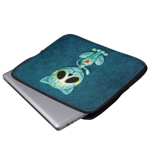 Zombie-Zuckerkätzchen, blau Laptopschutzhülle (Vorne Knopf)